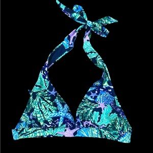 NEW Stella Parker Tropical Print Halter Bikini Top Size M NWT